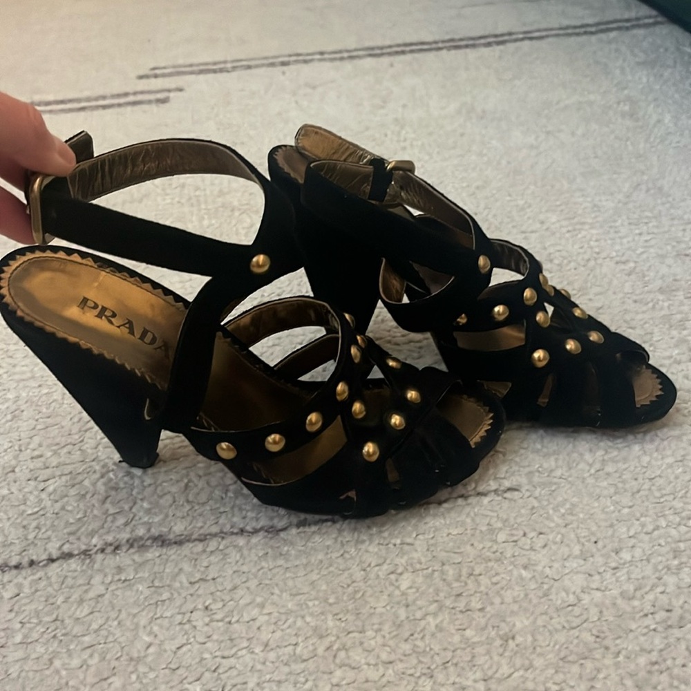 Prada Black Stud Heels